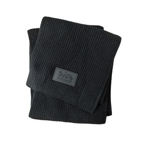 Coach Chunky Patch Long Wool Knit Scarf Black Fall Winter NWT